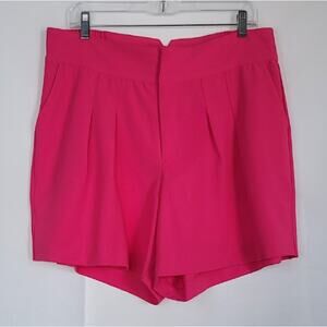 TORRID Solid Hot Pink Shorts with Buckle in Back & Pleated Front Womens Size: 10